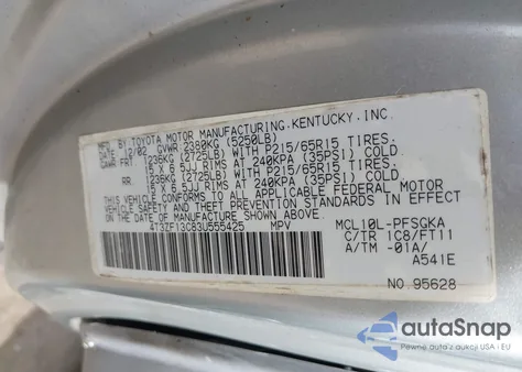 2003 Toyota Sienna Le из США, поврежденный, VIN 4T3ZF13C83U555425